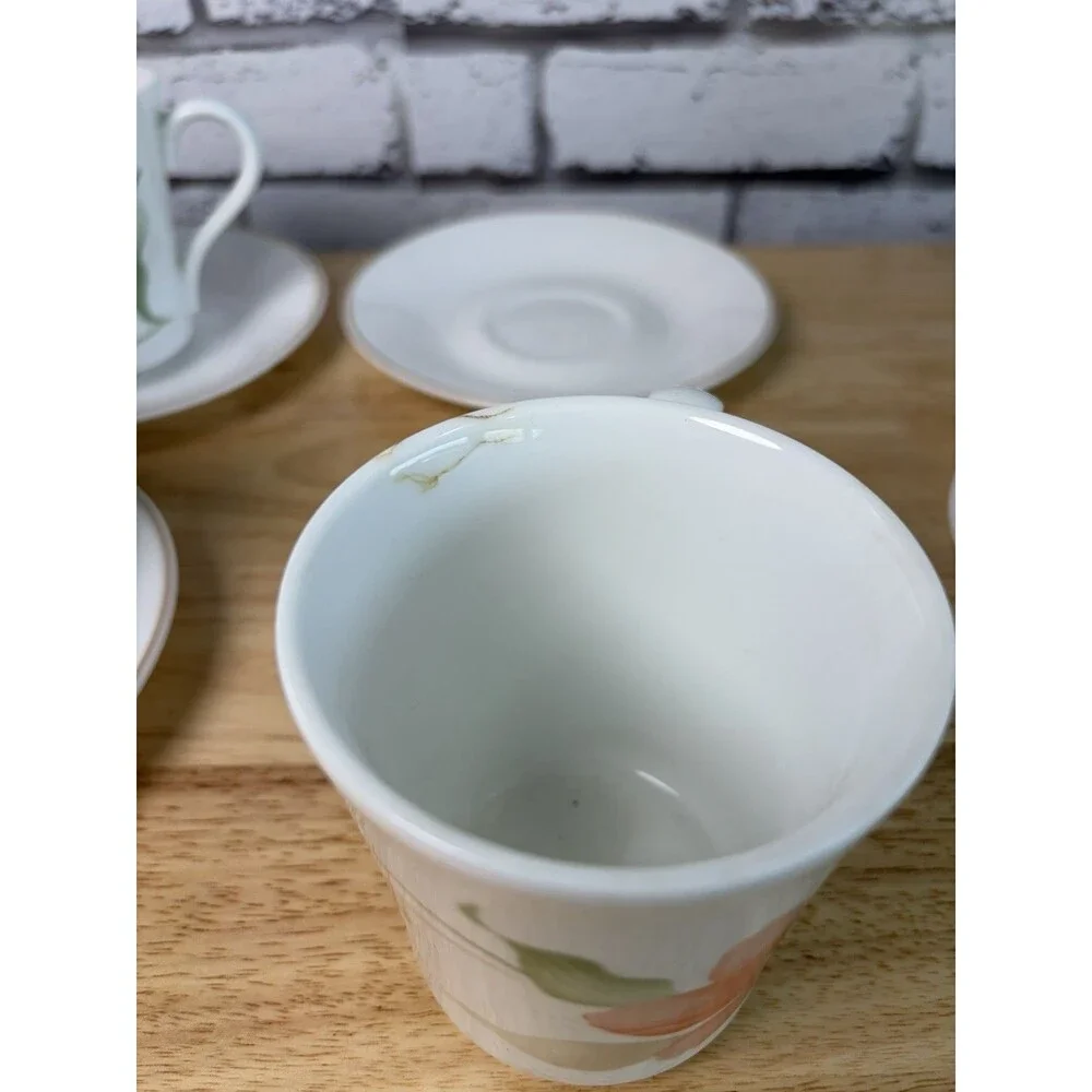 Corelle Corning PACIFICA Mugs And Saucer Set Of 4 Vintage